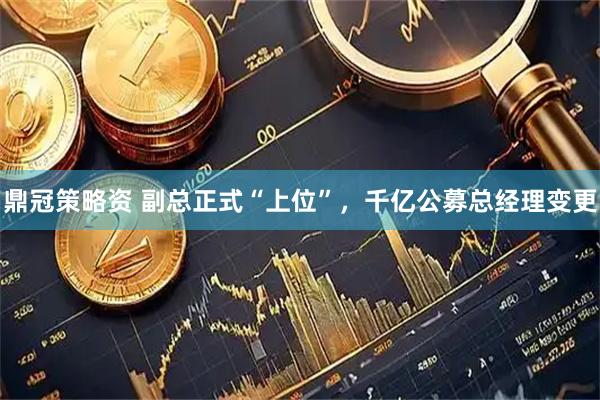 鼎冠策略资 副总正式“上位”，千亿公募总经理变更
